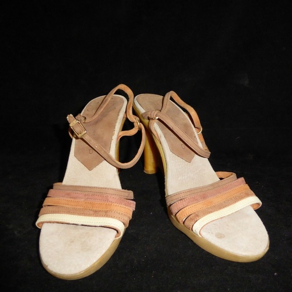 Vtg 70’s Be-Hi Famolare ITALY Wavy Wedge Sandals - Picture 4 of 13